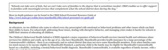 Children’s Behavioral Health Initiative Advisory 2014-2