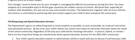 DESE Back-to-School Letter (09/2020)