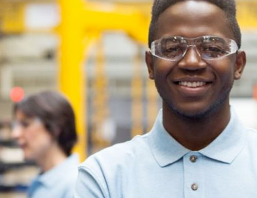 African American student in an advanced manufacturing training program