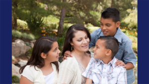 latino mother with three children